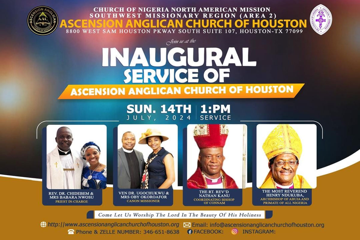 Inaugural Service of Ascension Anglican Church, Houston